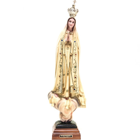 IMAGEM NOSSA SENHORA DE FÁTIMA PORTUGUESA - 54CM - PATINADA - OLHOS DE VIDRO