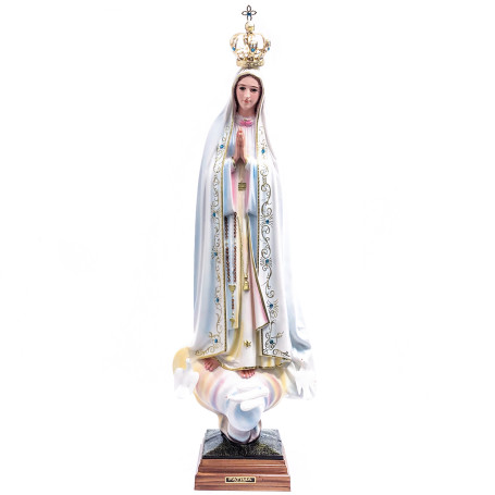 IMAGEM NOSSA SENHORA DE FÁTIMA PORTUGUESA - 79CM - PINTADA - OLHOS DE VIDRO
