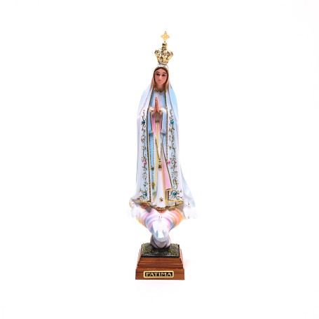 IMAGEM NOSSA SENHORA DE FÁTIMA PORTUGUESA - 33CM - PINTADA - OLHOS DE VIDRO