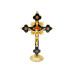 CRUCIFIXO DE METAL RESINADO - 16CM - DOURADO E AZUL ESCURO