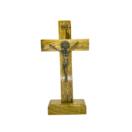 CRUCIFIXO DE MESA - MADEIRA - 19,5CM - SÃO BENTO