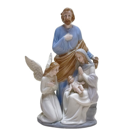 IMAGEM DE PORCELANA - SAGRADA FAMÍLIA COM ANJO - 25CM