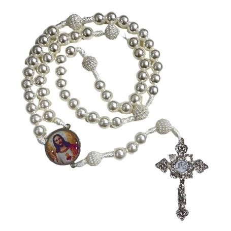 TERÇO PÉROLA GLAMOUR - SAGRADO CORAÇÃO DE JESUS