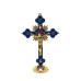 CRUCIFIXO DE METAL RESINADO - 16CM - DOURADO E AZUL