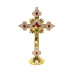CRUCIFIXO DE METAL RESINADO - 16CM - DOURADO E BEGE