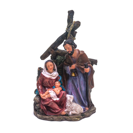 IMAGEM SAGRADA FAMÍLIA COM OVELHA - 20,5CM