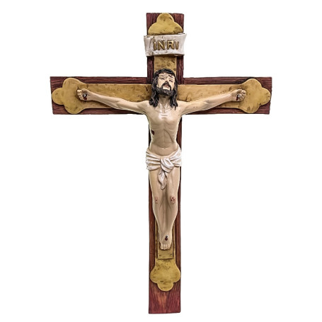 CRUCIFIXO DE PAREDE EM RESINA - 25,5CM