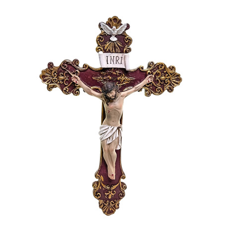 CRUCIFIXO DE PAREDE EM RESINA - ARABESCO - 27CM