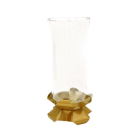PORTA VELA DE VIDRO REMOVÍVEL - BASE DOURADA - 21,5CM