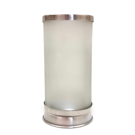 PORTA VELA DE VIDRO REMOVÍVEL - BASE PRATA - 18CM