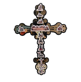 CRUZ DA VIDA DE JESUS - 40CM - 3D - ACRÍLICO DOURADO