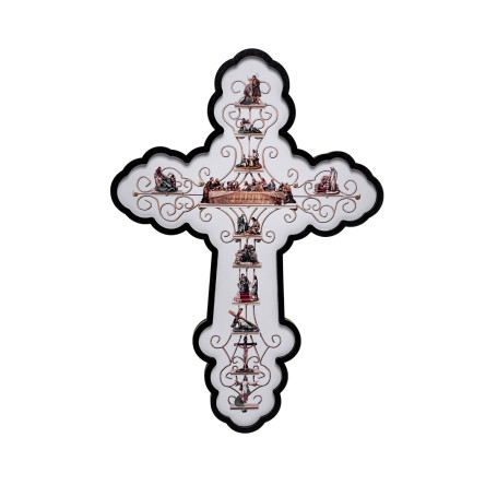 CRUZ DA VIDA DE JESUS - 30CM - CONTORNO TABACO