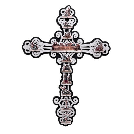 CRUZ DA VIDA DE JESUS - 40CM - 3D - BRANCA