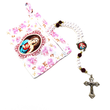 TERÇO COM BOLSINHA - SAGRADO CORAÇÃO DE JESUS E MARIA