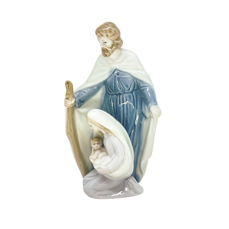 IMAGEM DE PORCELANA - SAGRADA FAMÍLIA - AZUL ESCURO - 16CM
