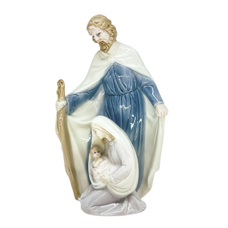 IMAGEM DE PORCELANA - SAGRADA FAMÍLIA - AZUL ESCURO - 20CM