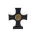 CRUZ DE SÃO BENTO COM BASE - MADEIRA ESCURA COM MEDALHA DOURADA