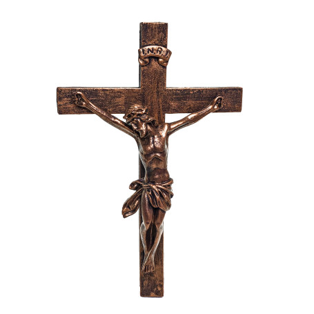 CRUCIFIXO DE PAREDE - BORRACHA - BRONZE