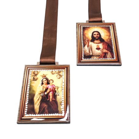 ESCAPULÁRIO DE PORTA - CORAÇÃO DE JESUS E NOSSA SENHORA DO CARMO