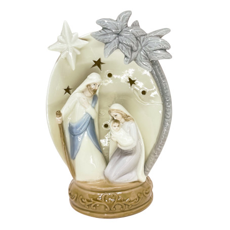 IMAGEM DE PORCELANA - LUMINOSA - SAGRADA FAMÍLIA - 22CM