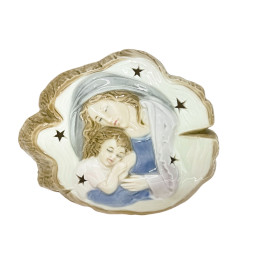 IMAGEM DE PORCELANA - LUMINOSA - MARIA COM JESUS - 15CM