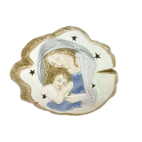 IMAGEM DE PORCELANA - LUMINOSA - MARIA COM JESUS - 15CM