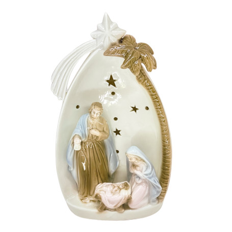 IMAGEM DE PORCELANA - LUMINOSA - SAGRADA FAMÍLIA - 22CM