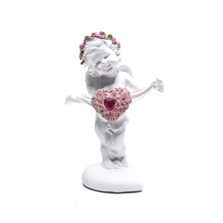 ANJO COM CORAÇÃO DE FLORES - 17,5CM