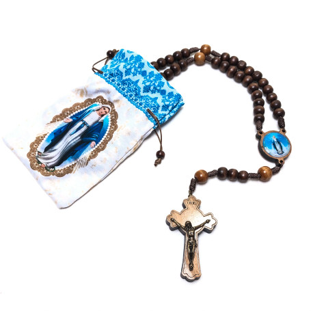 TERÇO DE MADEIRA COM SAQUINHO - NOSSA SENHORA DAS GRAÇAS