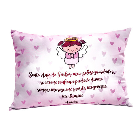 ALMOFADA MODELO TRAVESSEIRO - SANTO ANJO - ROSA