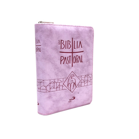 BÍBLIA SAGRADA - EDIÇÃO PASTORAL - BOLSO - CAPA COM ZÍPER ROSA