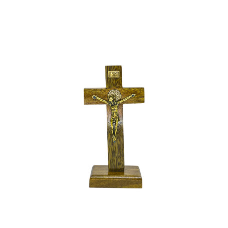 CRUCIFIXO DE MESA - MADEIRA - 15CM - SÃO BENTO