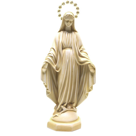 IMAGEM NOSSA SENHORA DAS GRAÇAS - MÁRMORE - MARFIM - 34CM - COROA DE ESTRELAS