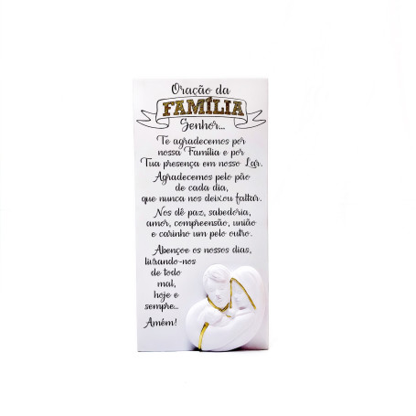 PLACA DE MESA COM ORAÇÃO DA FAMÍLIA 