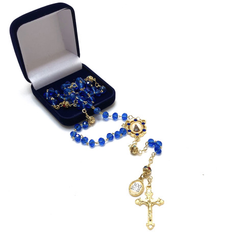 TERÇO DE CRISTAL - NOSSA SENHORA APARECIDA - COM CAIXINHA 