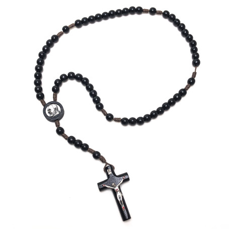 TERÇO DE MADEIRA - PADRE PIO - PRETO