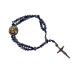 TERÇO DE PULSO EM CRISTAL - PADRE PIO - AZUL COM DOURADO
