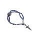 TERÇO DE PULSO EM CRISTAL - PADRE PIO - AZUL COM PRATA