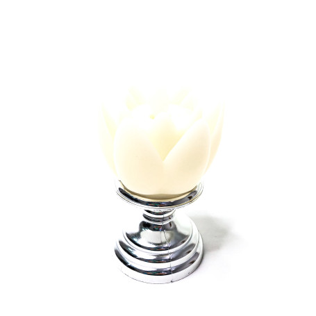 VELA ARTIFICIAL COM CASTIÇAL - FLOR - PRATA