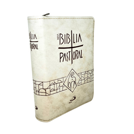 BÍBLIA SAGRADA - EDIÇÃO PASTORAL - BOLSO - CAPA COM ZÍPER CREME