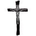 CRUCIFIXO DE MADEIRA NOBRE - PRATA VELHA - 39CM