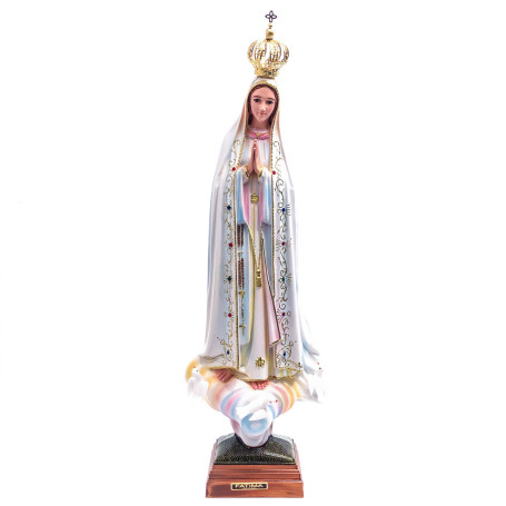  IMAGEM NOSSA SENHORA DE FÁTIMA PORTUGUESA - 65CM - PINTADA - OLHOS DE VIDRO