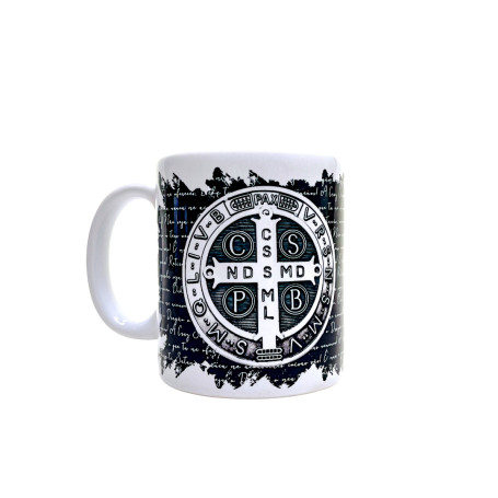 CANECA DE CERÂMICA - SÃO BENTO - BRANCA COM PRETO