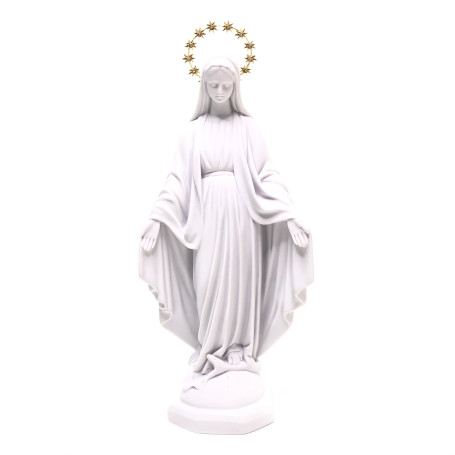 IMAGEM NOSSA SENHORA DAS GRAÇAS - MÁRMORE - 33CM - COROA DE ESTRELAS