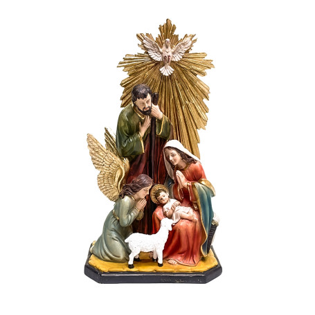 IMAGEM SAGRADA FAMÍLIA COM ESPÍRITO SANTO - 34,5CM