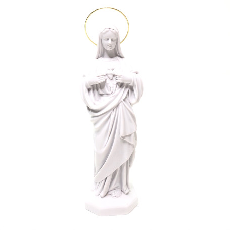 IMAGEM SAGRADO CORAÇÃO DE MARIA - MÁRMORE - 33CM
