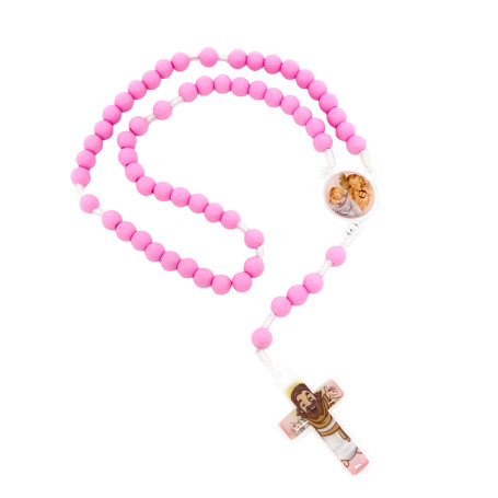TERÇO INFANTIL FOSCO COM ACRÍLICO - ROSA