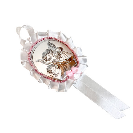 MEDALHÃO DE BERÇO ITALIANO - ANJO - ROSA