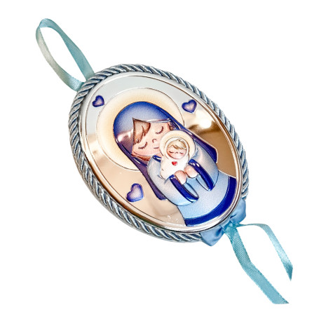 MEDALHÃO DE BERÇO ITALIANO - NOSSA SENHORA - AZUL