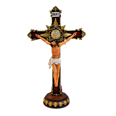 CRUCUFIXO DE RESINA COM PEDESTAL - 40CM